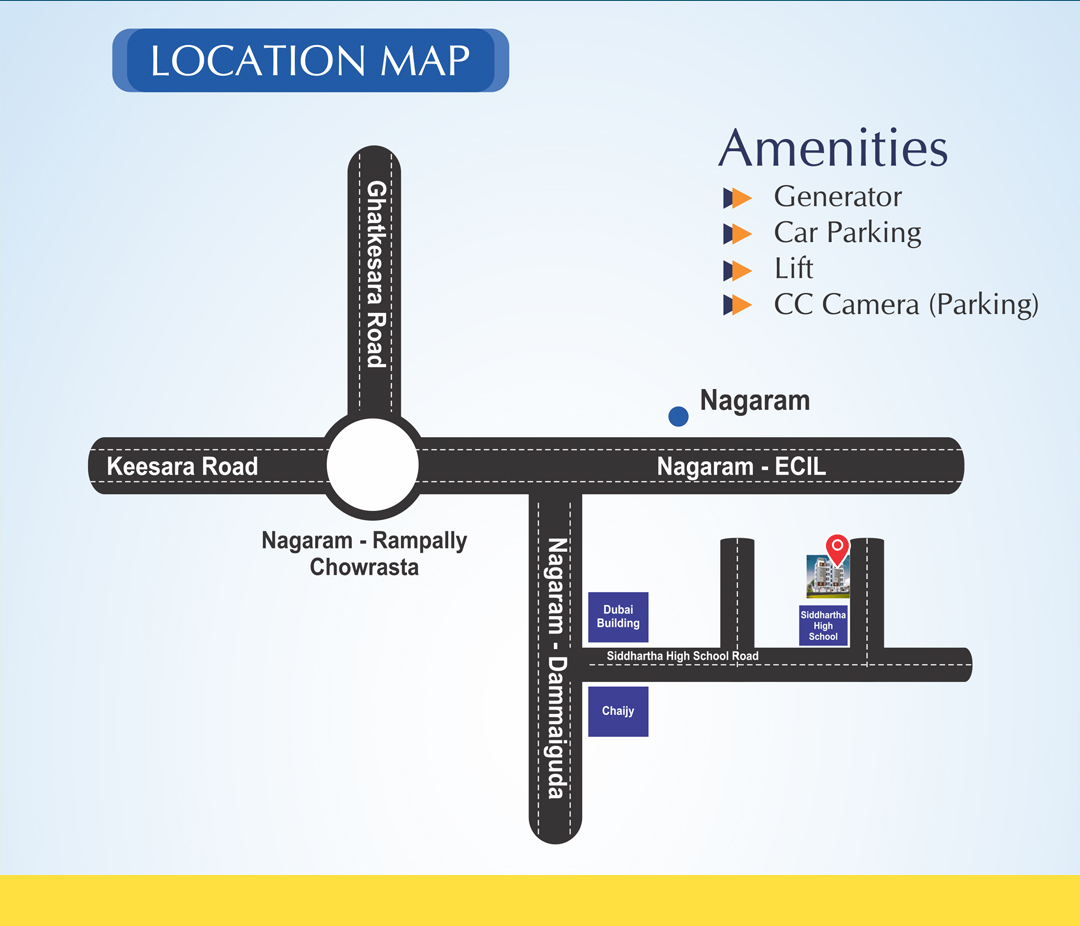 location map for Digitas Homes at Nagaram Ecil with all Amenites
